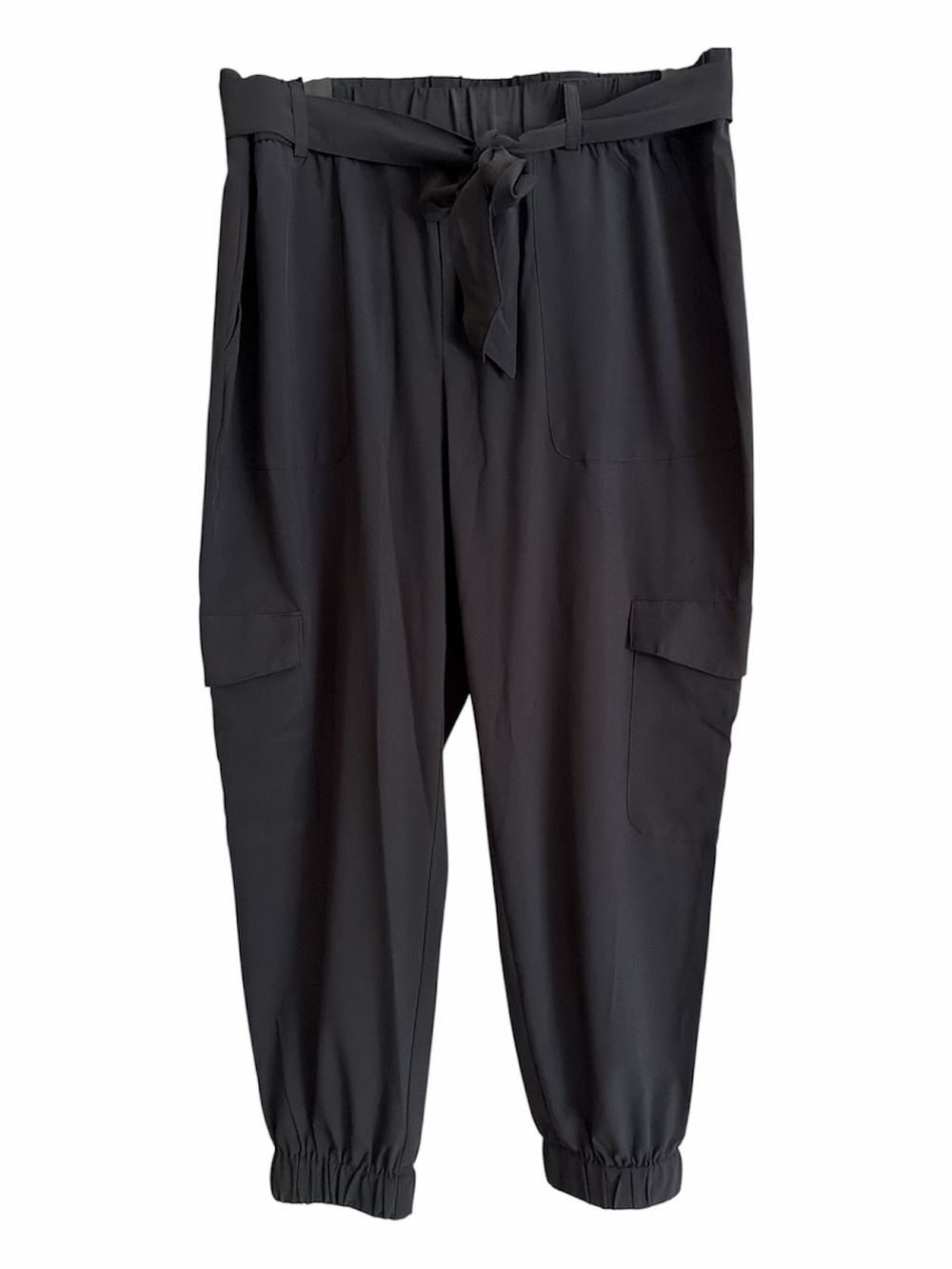 Banana Republic Factory Black Belted Air Stretch Cargo Elastic Waist Joggers
